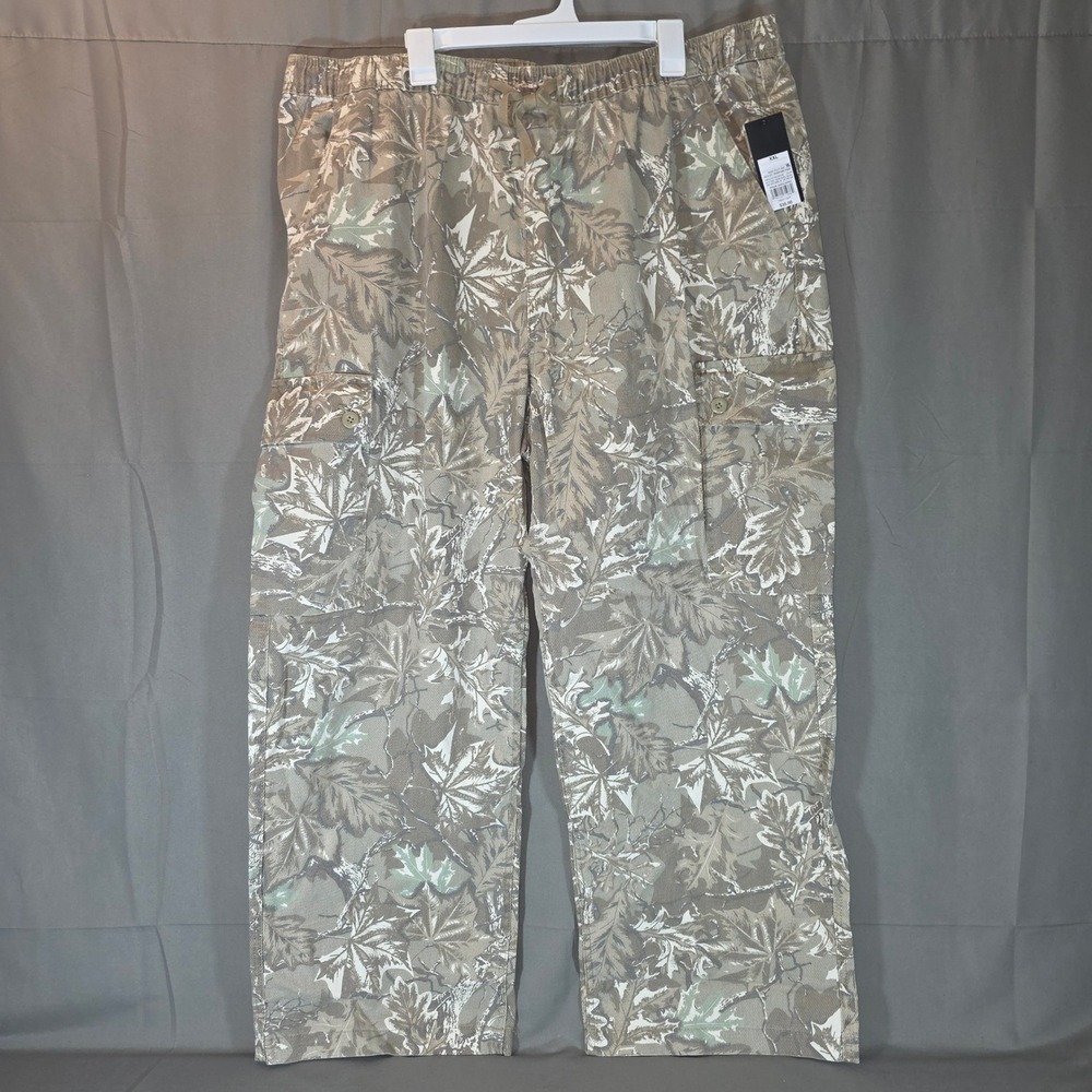 Original Use Mens XXL Baggy Utility Pants Brown Camo Leaf Print Cargo NWT